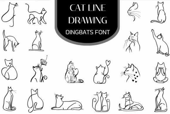 Cat Line Drawing Font for Business